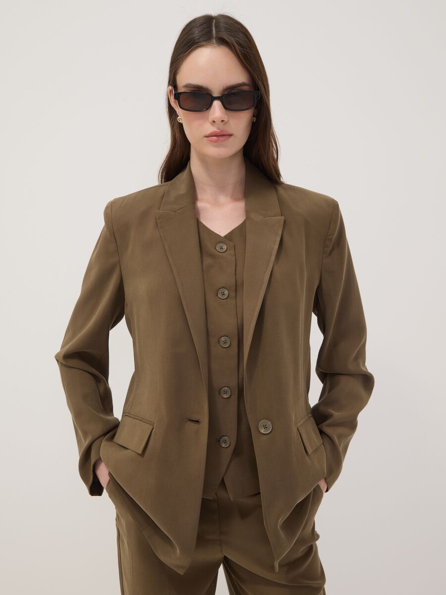 Green regular-fit viscose-blend blazer_1