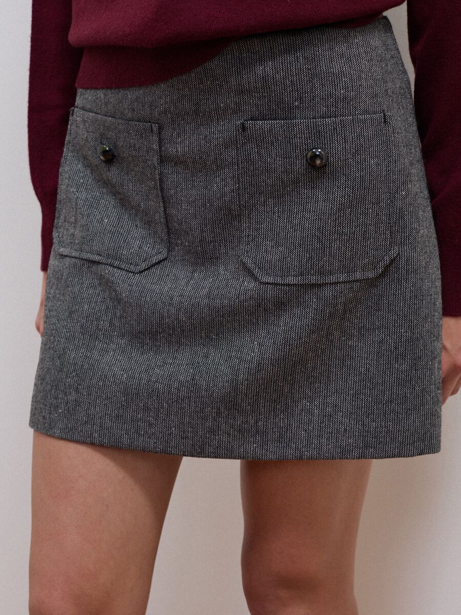 Grey wool-blend and viscose skirt with lining_2