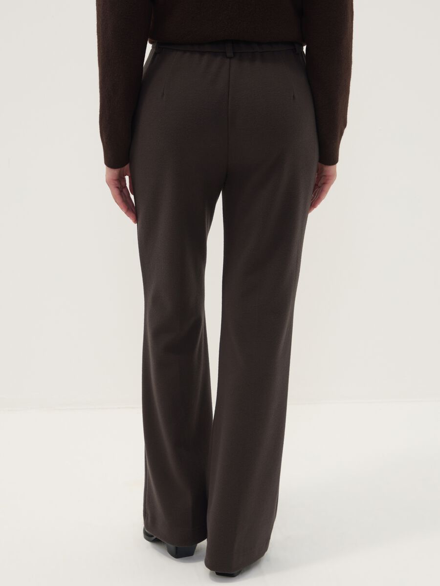 Brown stretch-viscose straight-fit trousers_2