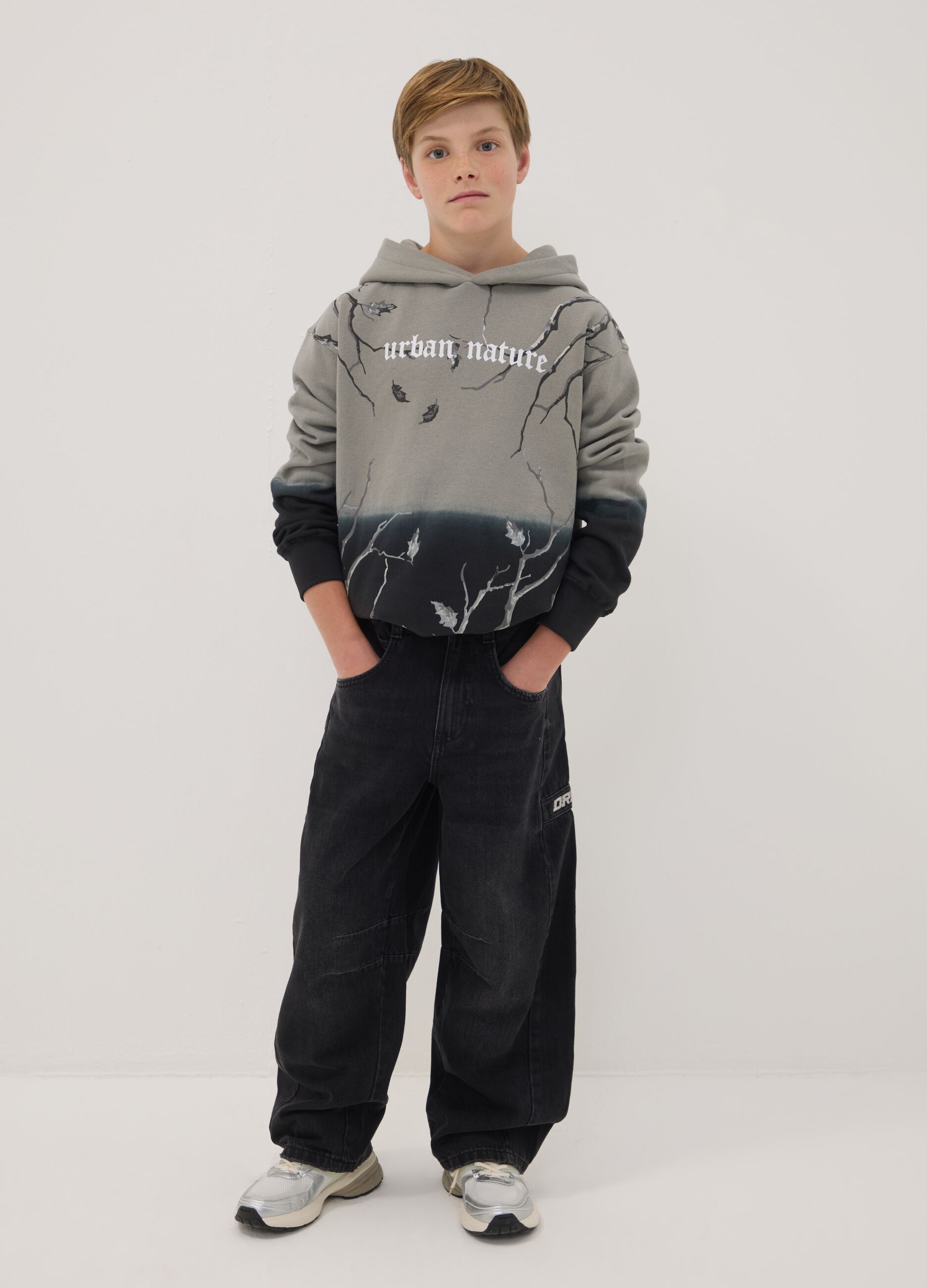 Jeans neri baggy fit in puro cotone