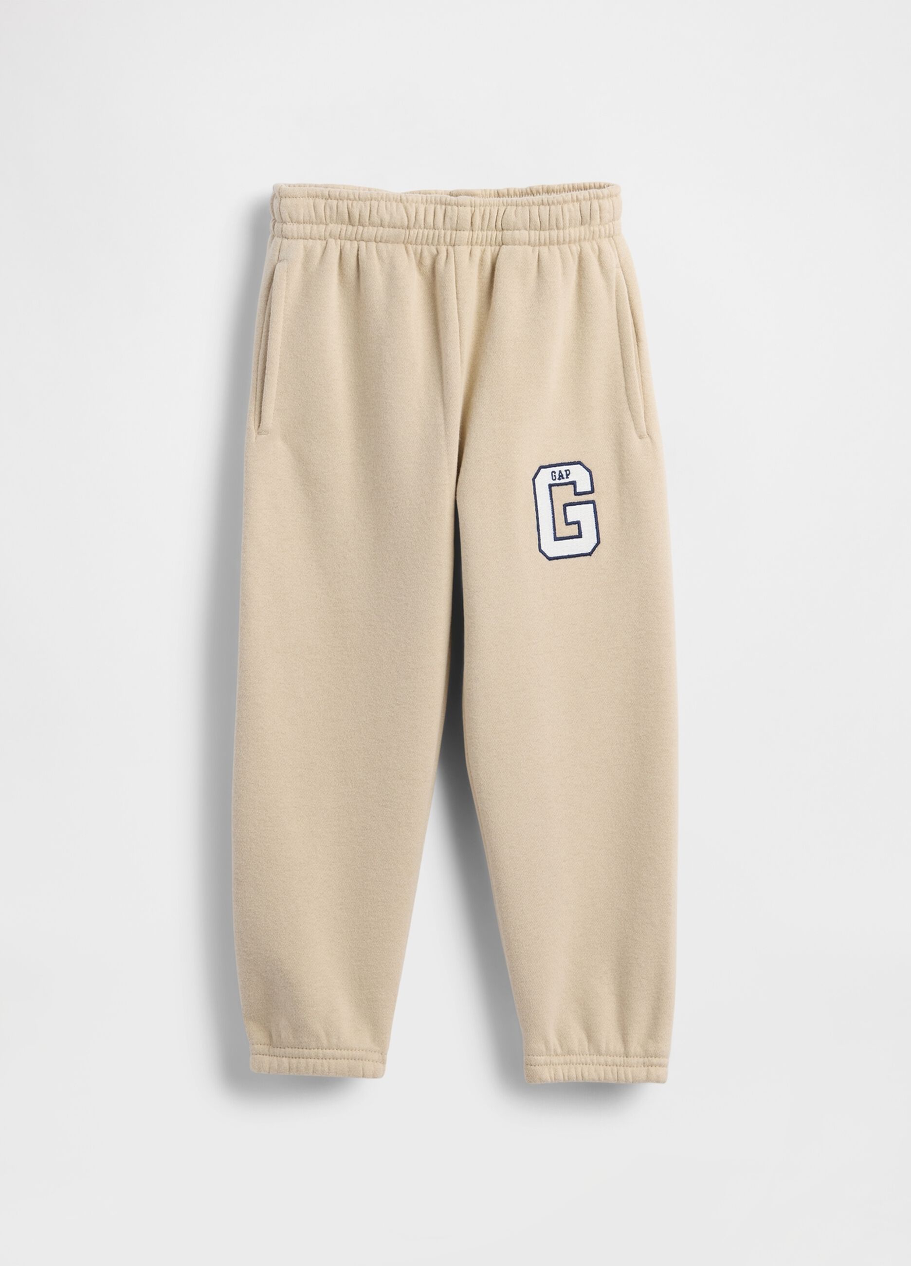 Beige trousers in cotton and polyester blend