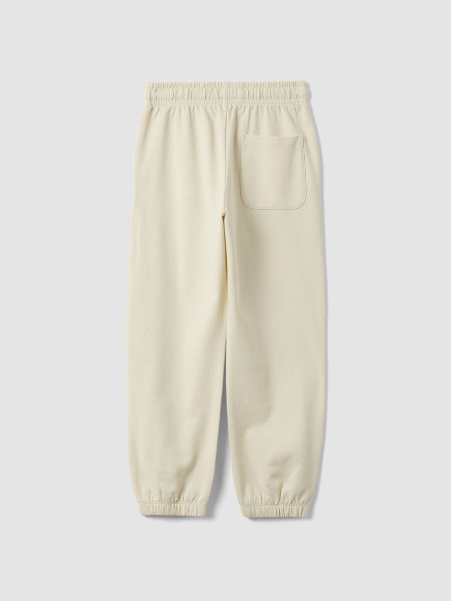 White pure cotton joggers with check print, comfort fit_2