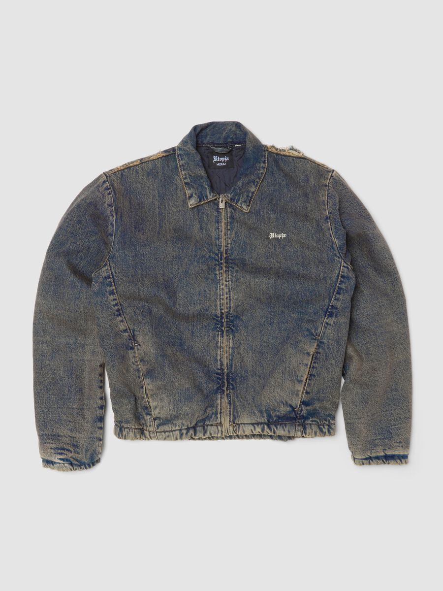 Vintage Dark Blue Padded Denim Jacket_1