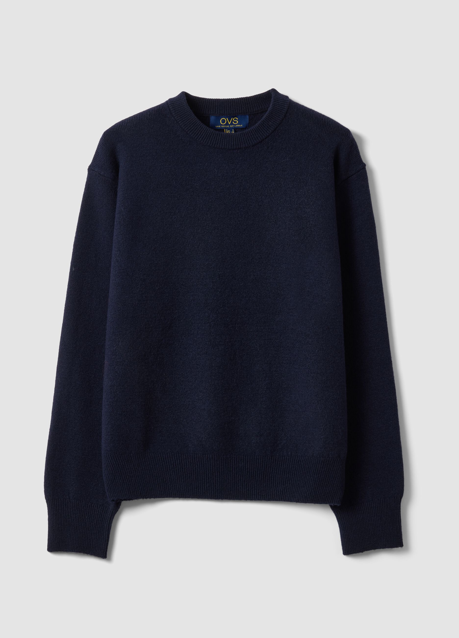 Blue crew-neck jumper in stretch wool
