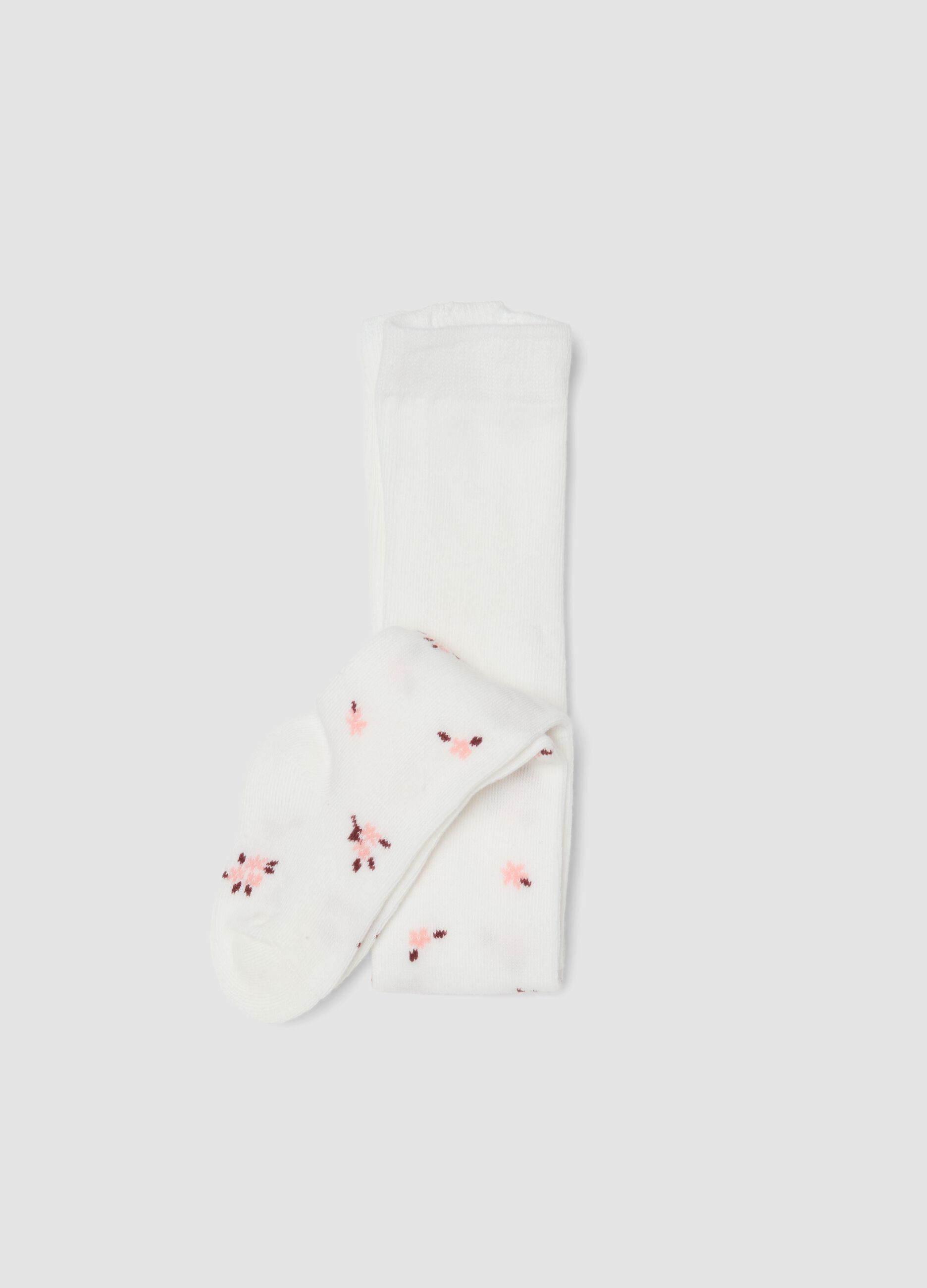 Collant bianco in cotone organico elasticizzato