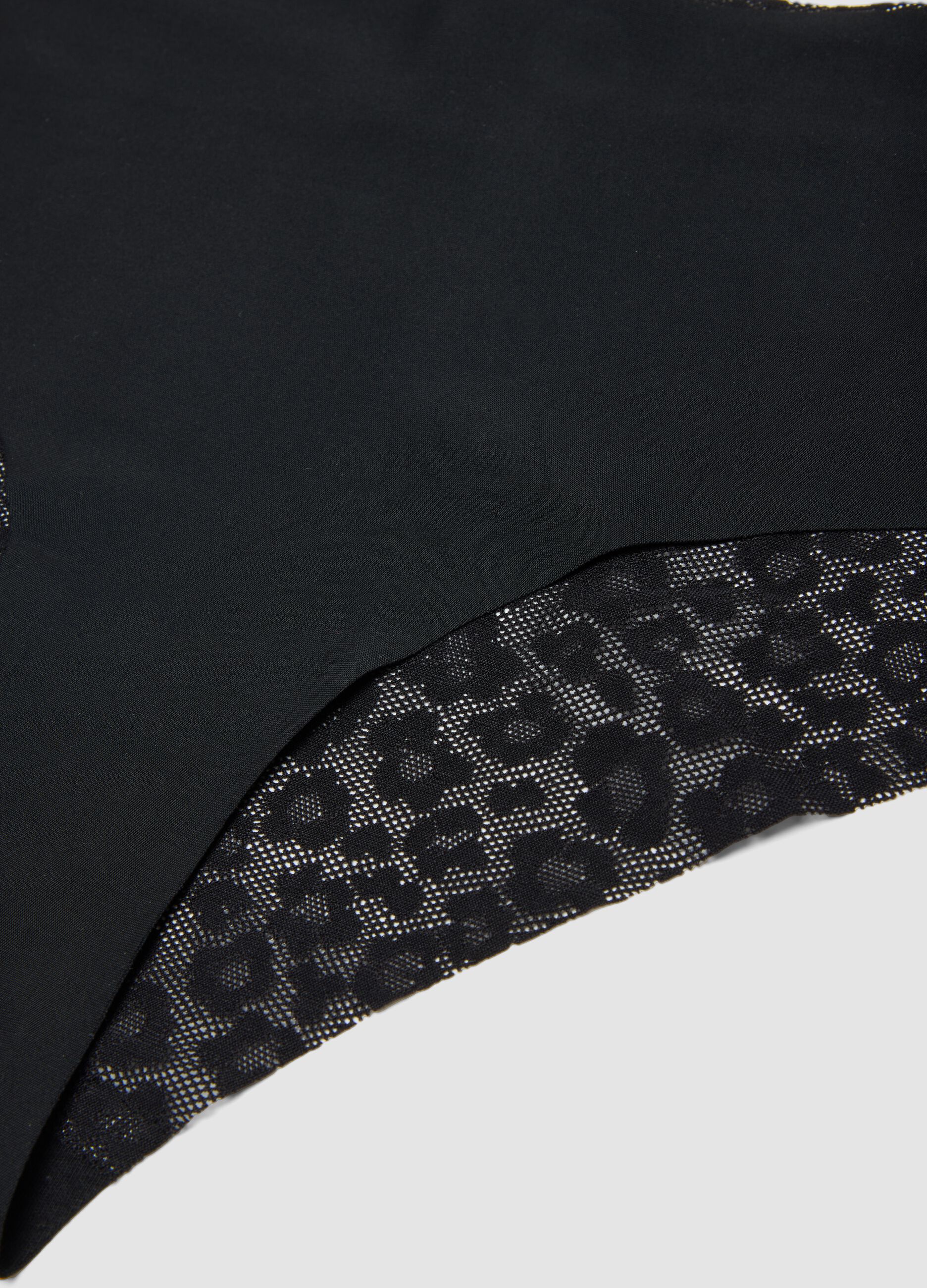 Black stretch-fabric briefs with lace back