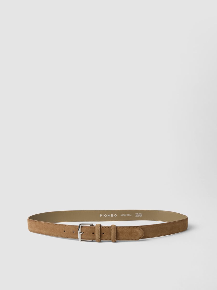 Beige genuine suede leather belt_0