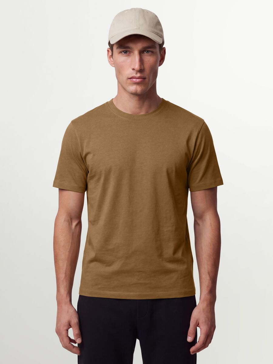 Brown pure organic cotton jersey T-shirt, regular fit_0