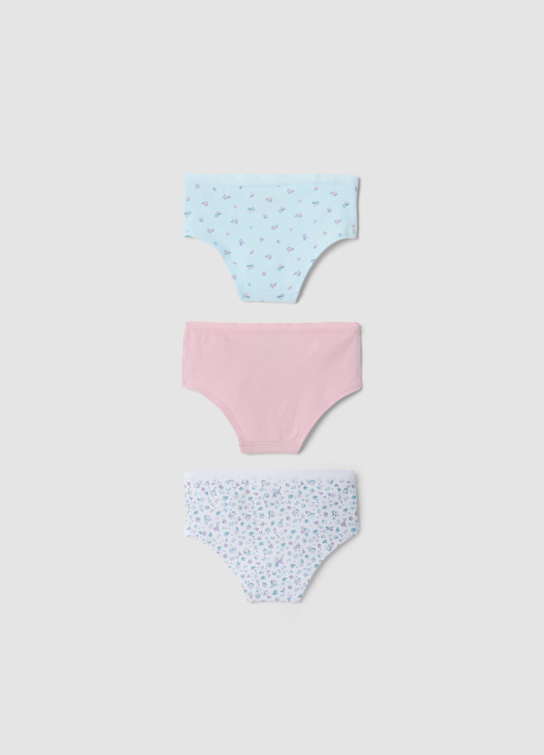Tripack di slip culotte multicolor in cotone organico elasticizzato con fantasia