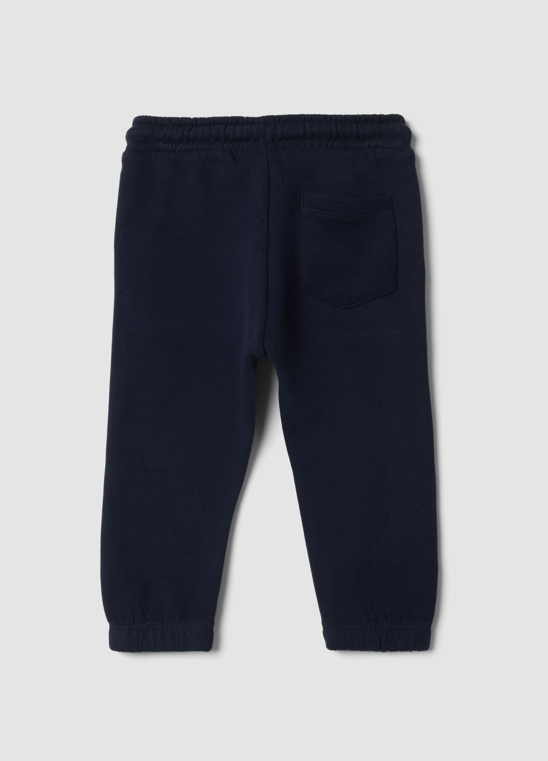 Pantaloni jogger blu in puro cotone con motivo animalier