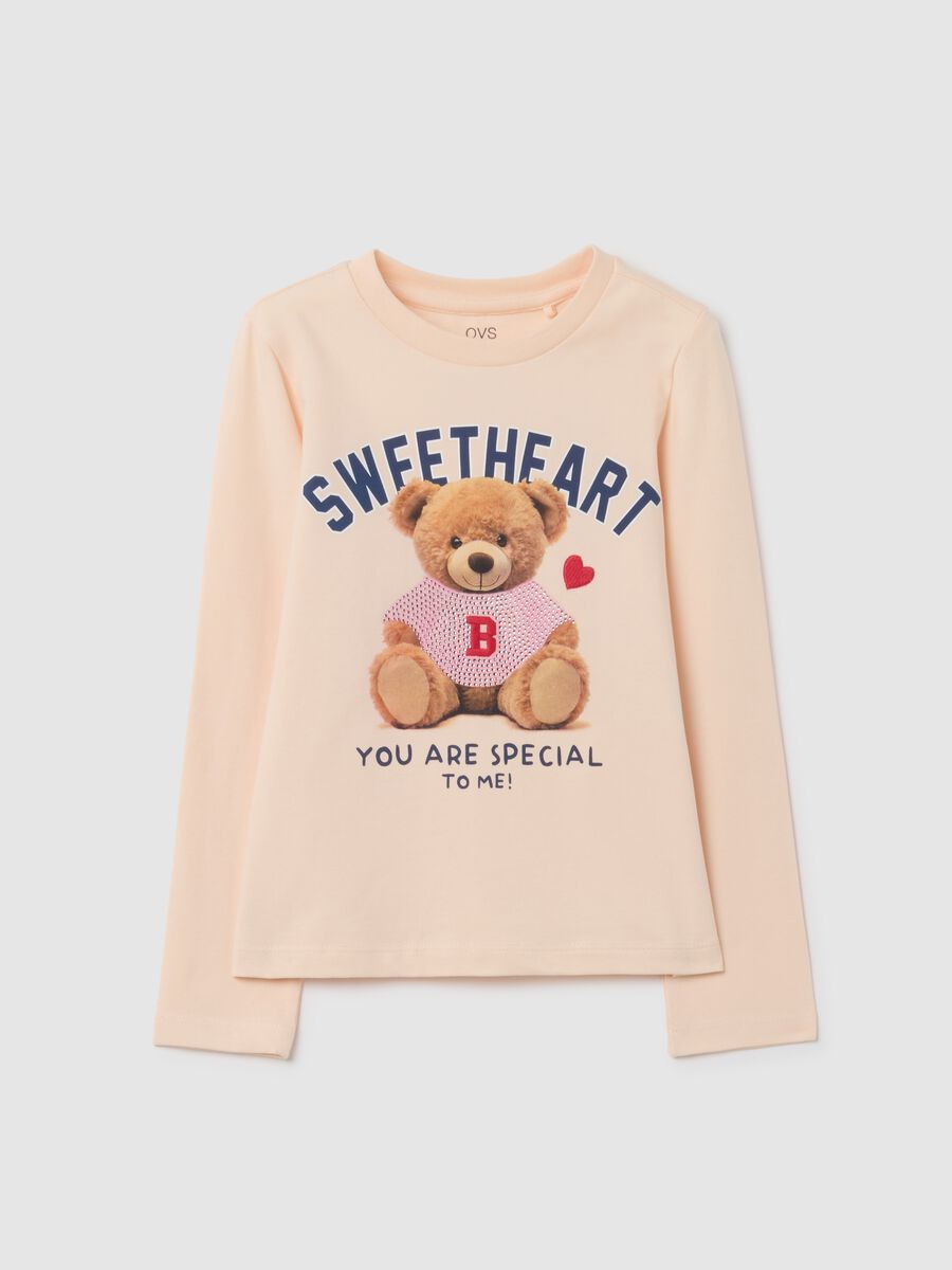 Girls' beige cotton regular fit sweater_0