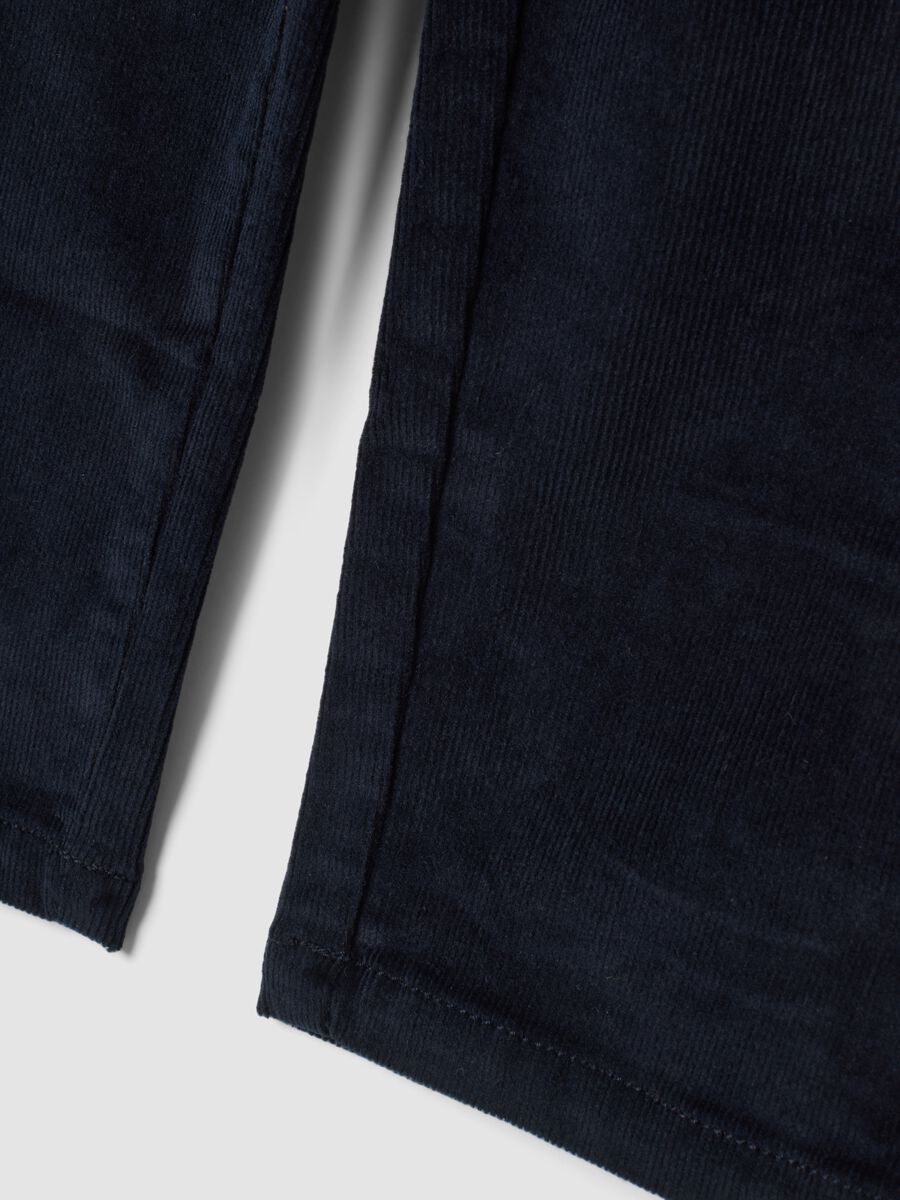 Blue ribbed stretch-cotton trousers_3