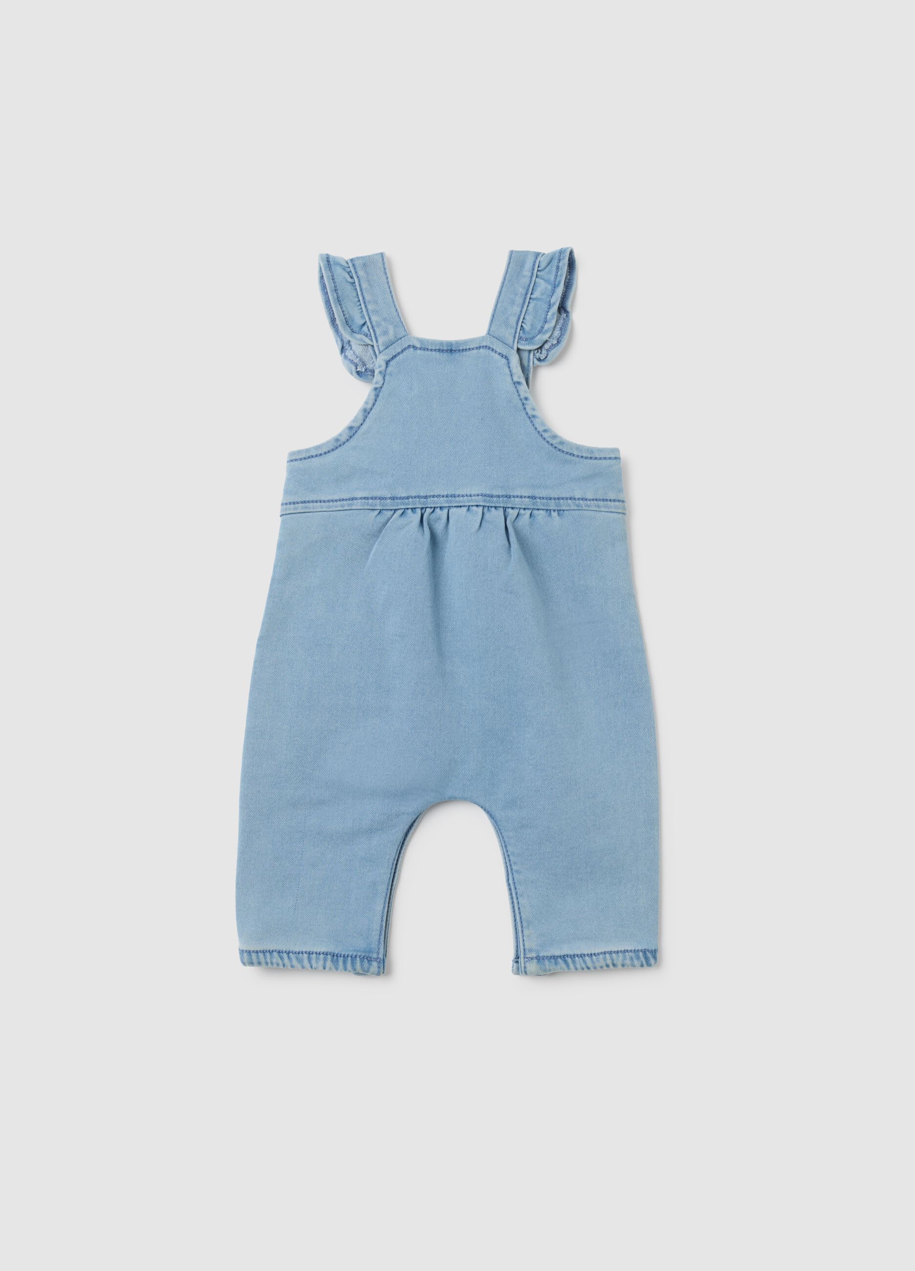 Baby Girl Denim Overalls in Light Blue Regular Fit