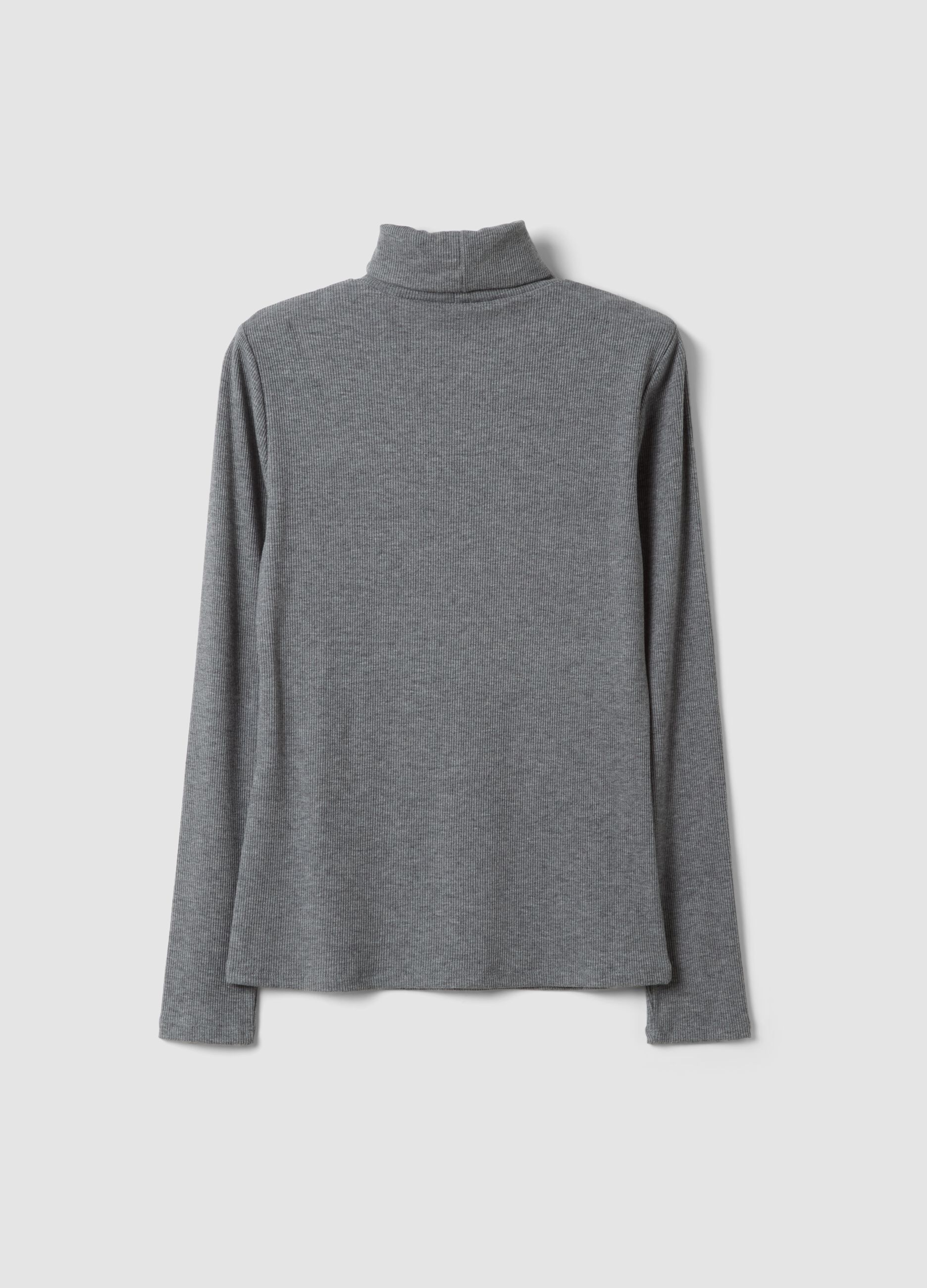 Grey stretch viscose crew-neck jumper, regular fit