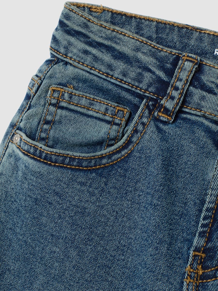 Light blue stretch cotton straight-fit jeans_2