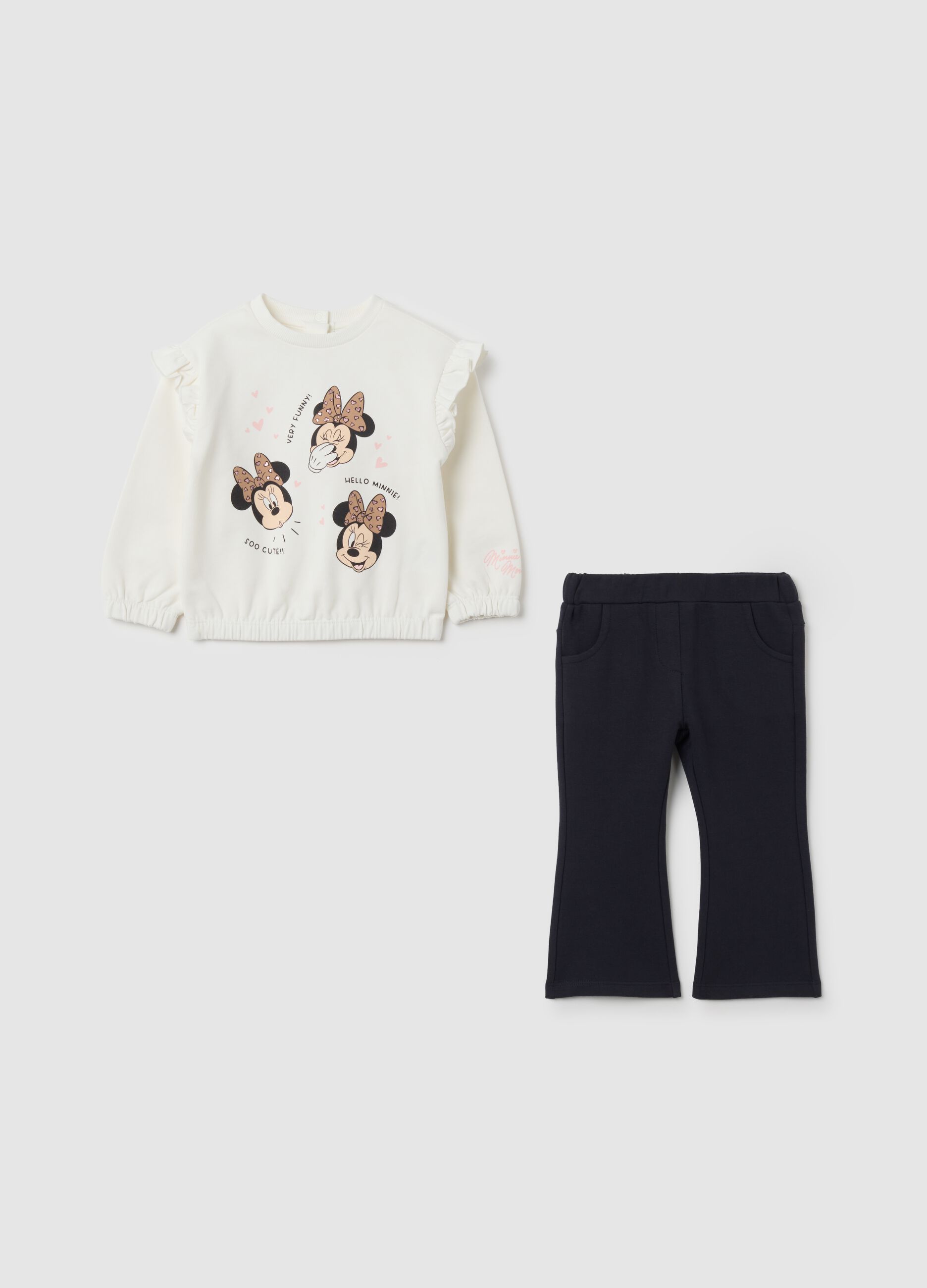White and blue elastic cotton girl's outfit