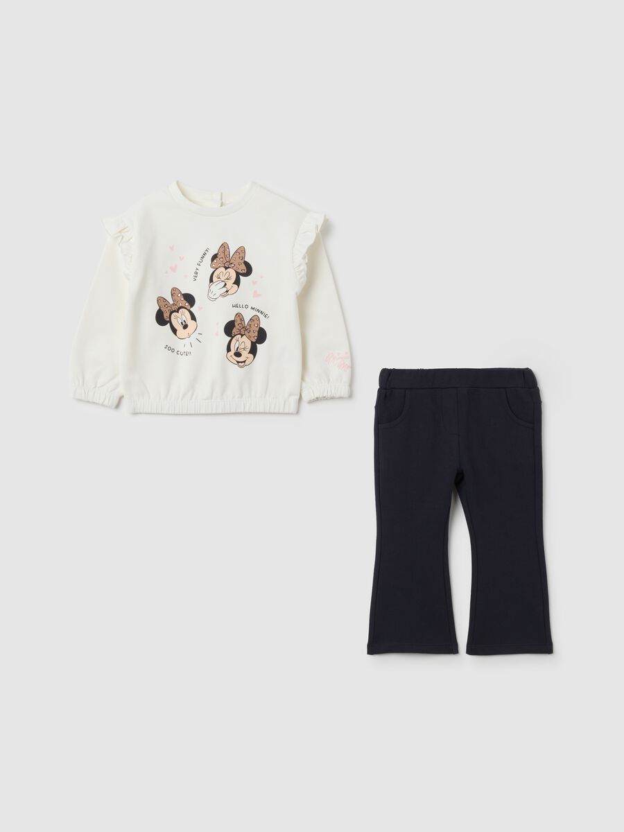 White and blue elastic cotton girl's outfit_0