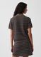 Brown pure cotton striped polo knit top_1