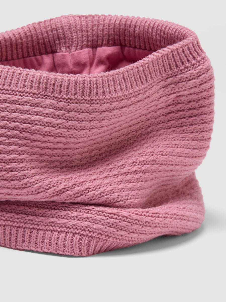 Pink knitted snood scarf_1