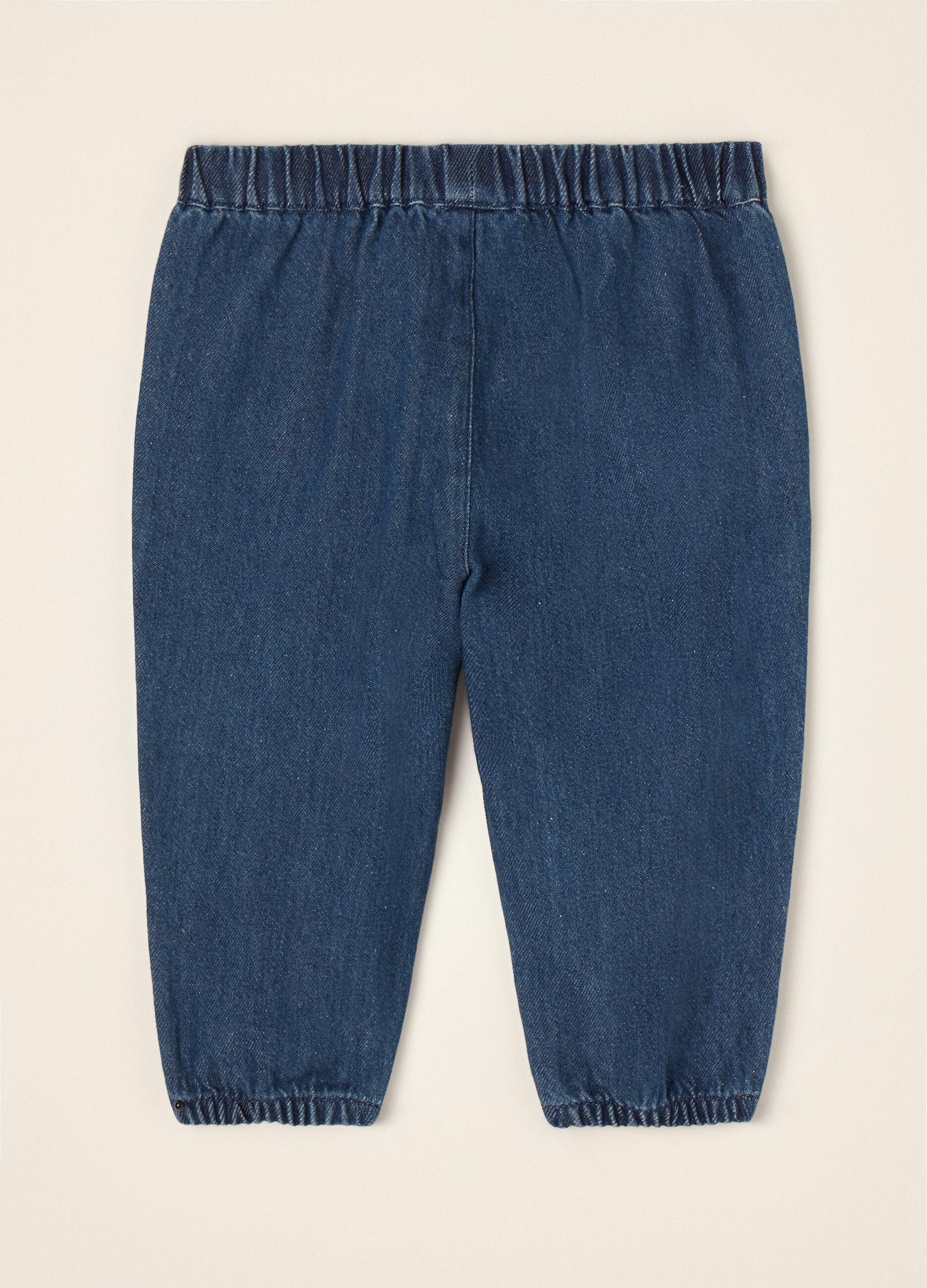 Blue pure cotton trousers with elasticated waist, regular fit
