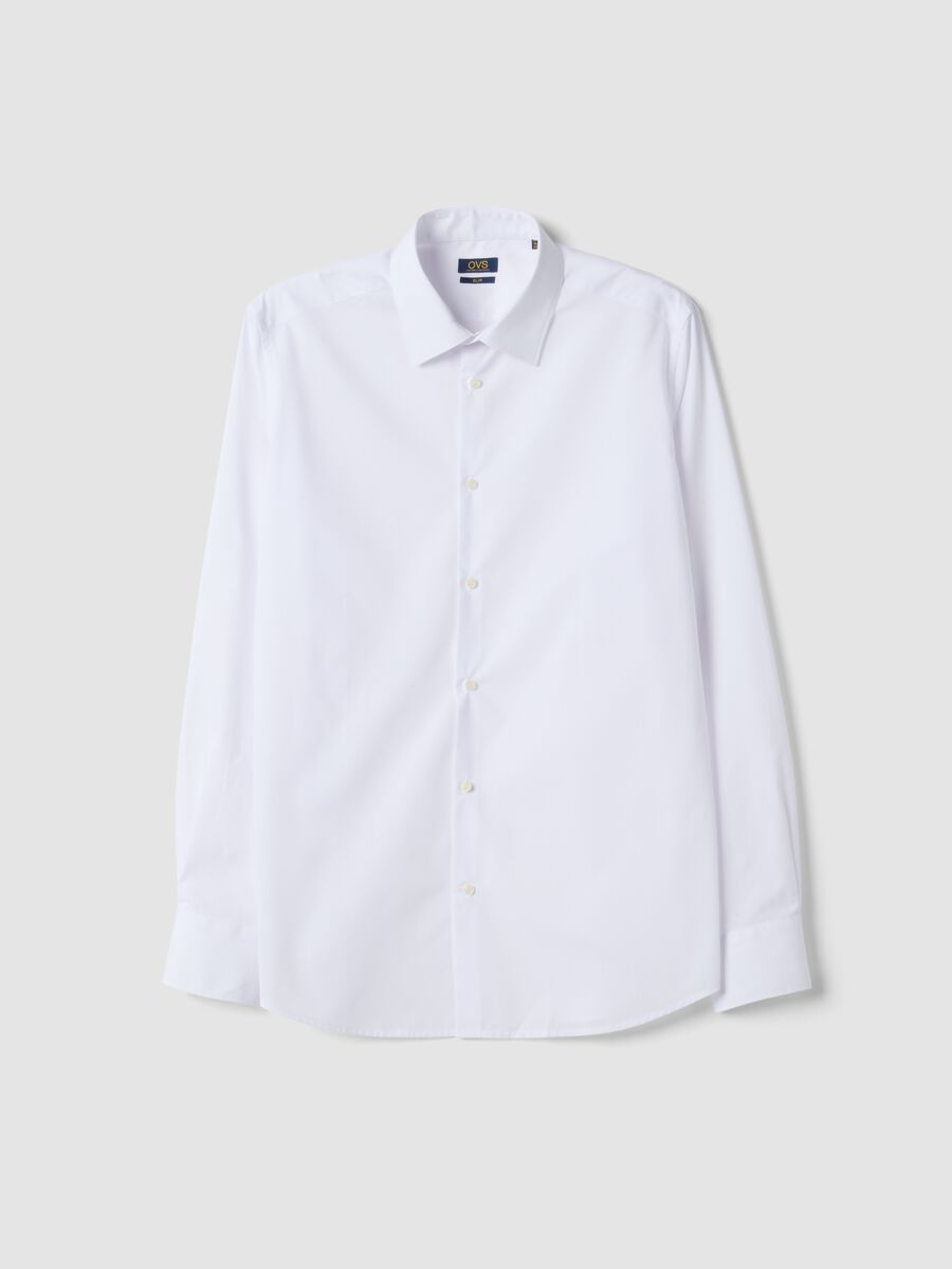 White slim-fit shirt with classic collar, easy iron_4