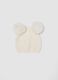 White ribbed wool-blend beanie with two pom-poms_0