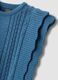 Blue knitted gilet with ruffles and cable knit_2