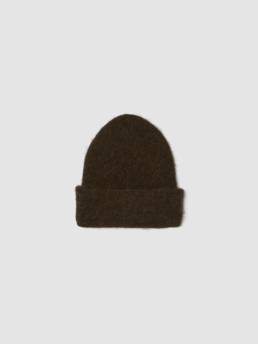 Brown stretch wool and alpaca beanie_0