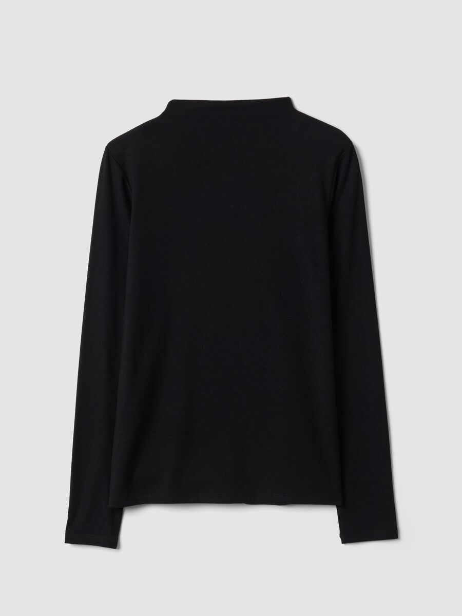 Black stretch viscose crew-neck T-shirt_6