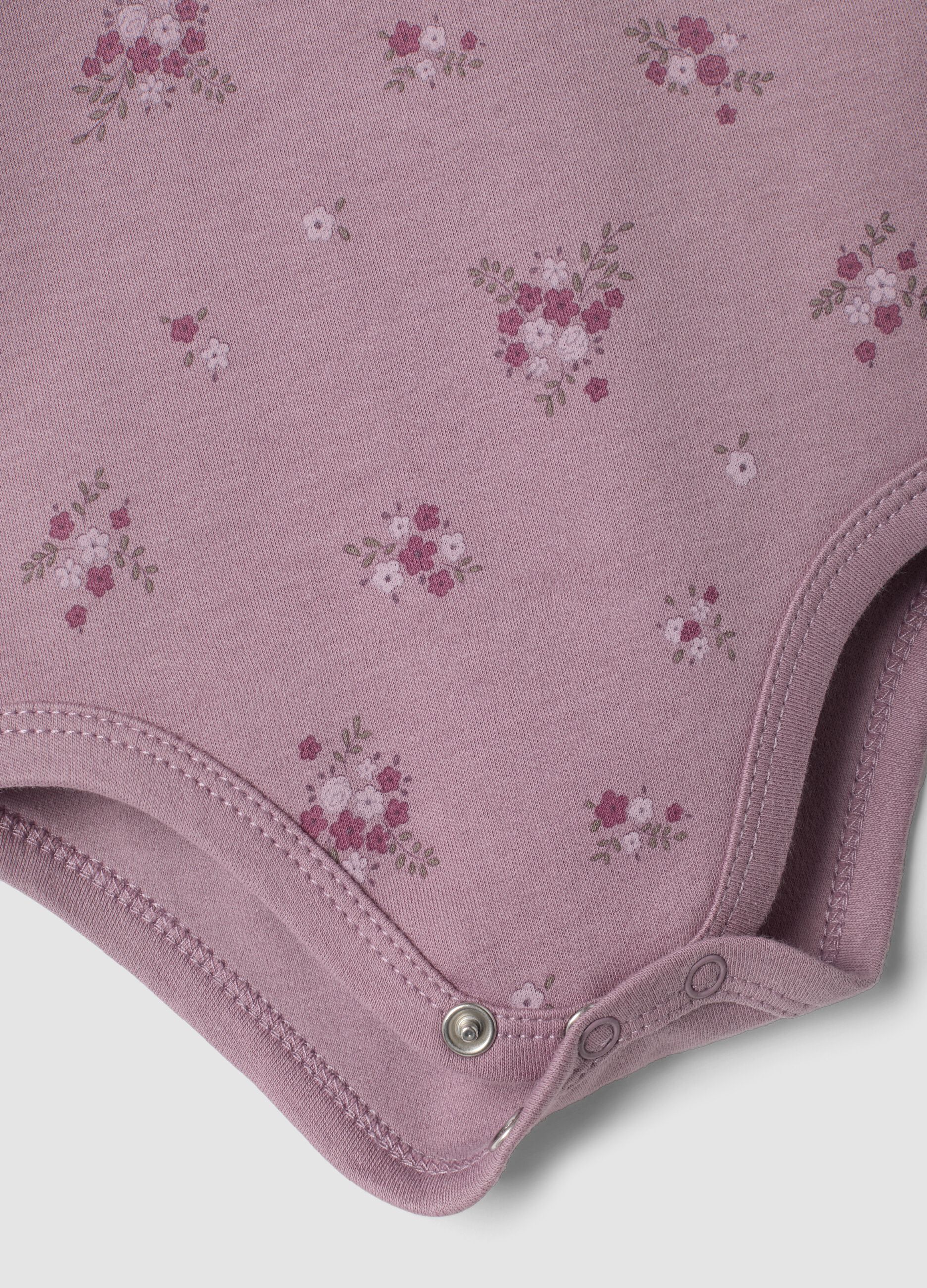 Purple organic cotton bodysuit with collar