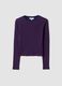 Purple striped pure cotton crew-neck T-shirt_4
