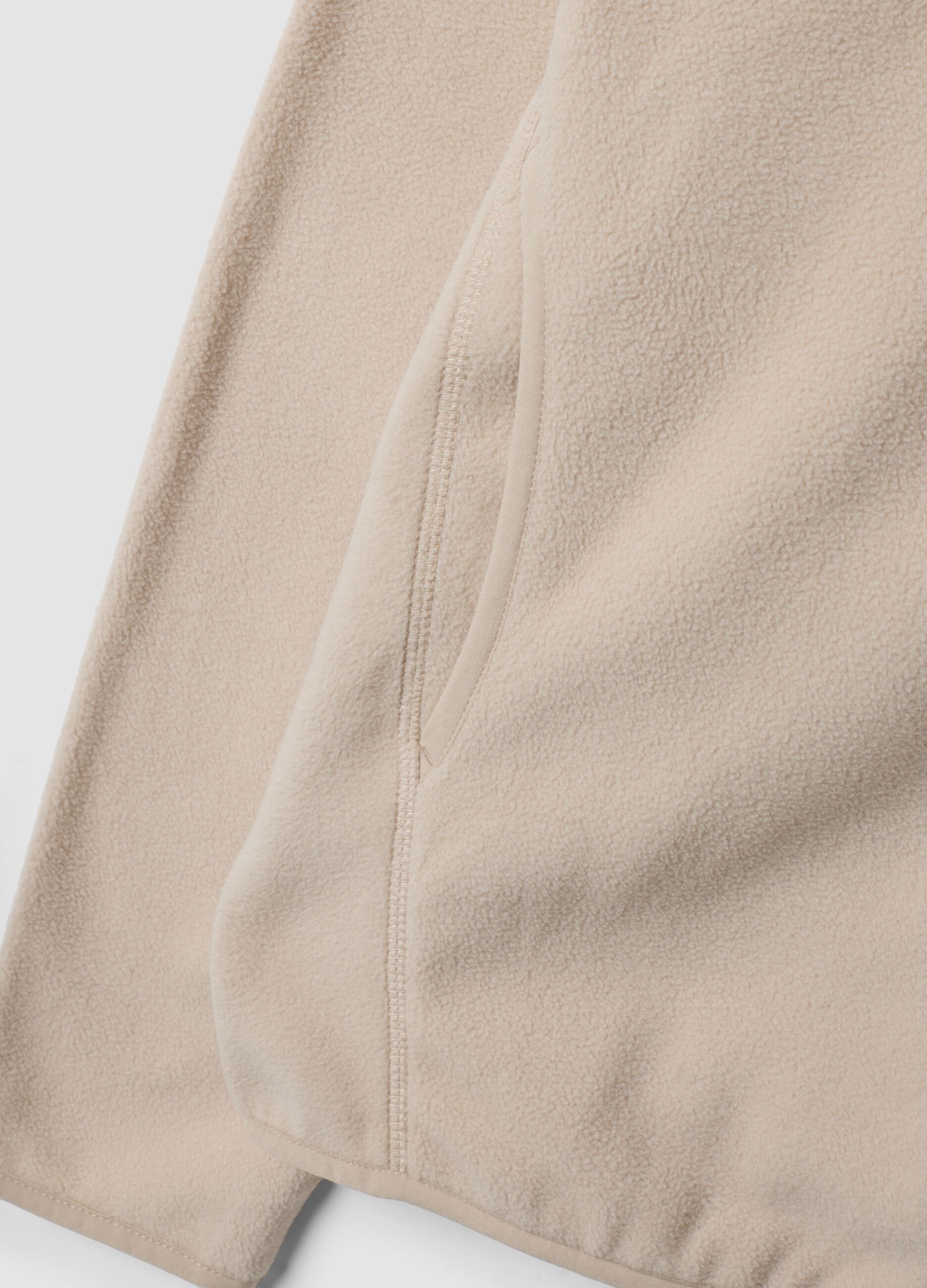White fleece zip-neck sweatshirt, regular fit