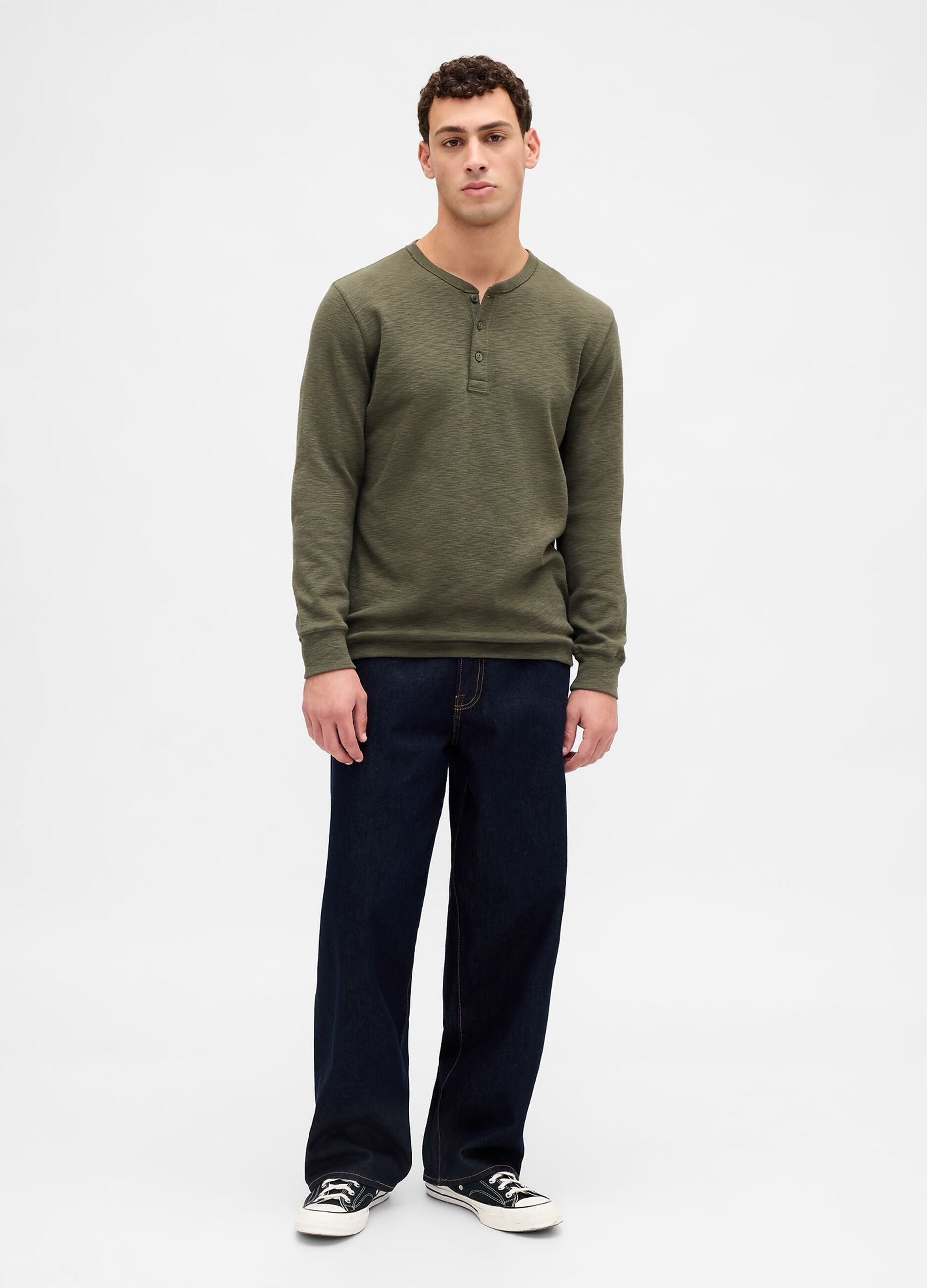 Green Long Sleeve Cotton T-shirt