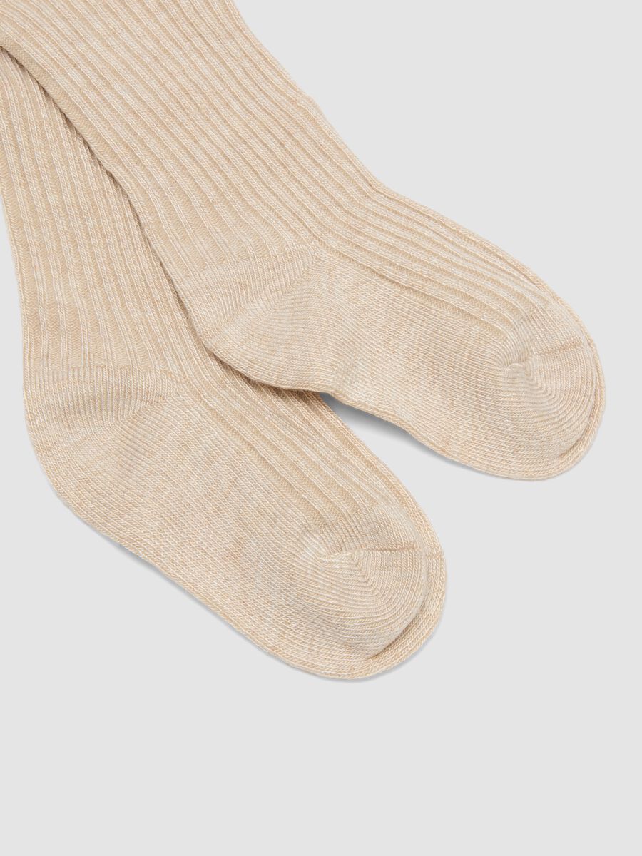 Beige ribbed stretch tights_1