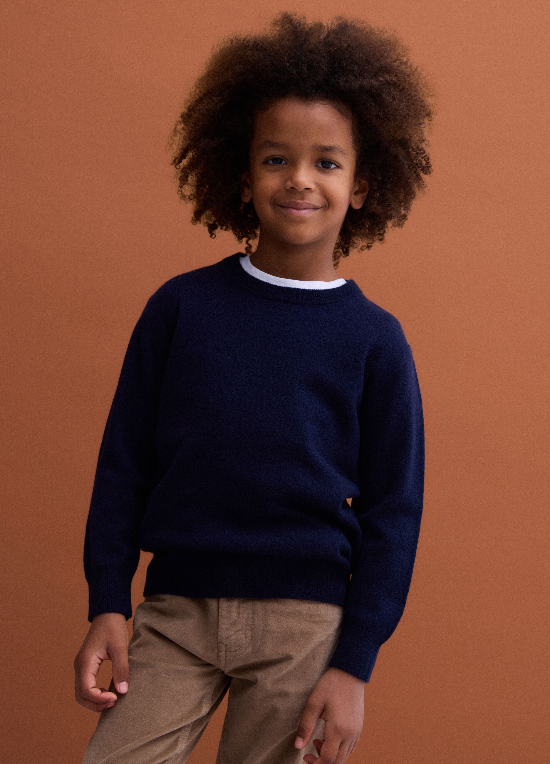 Blue pure wool long-sleeve jumper, regular fit