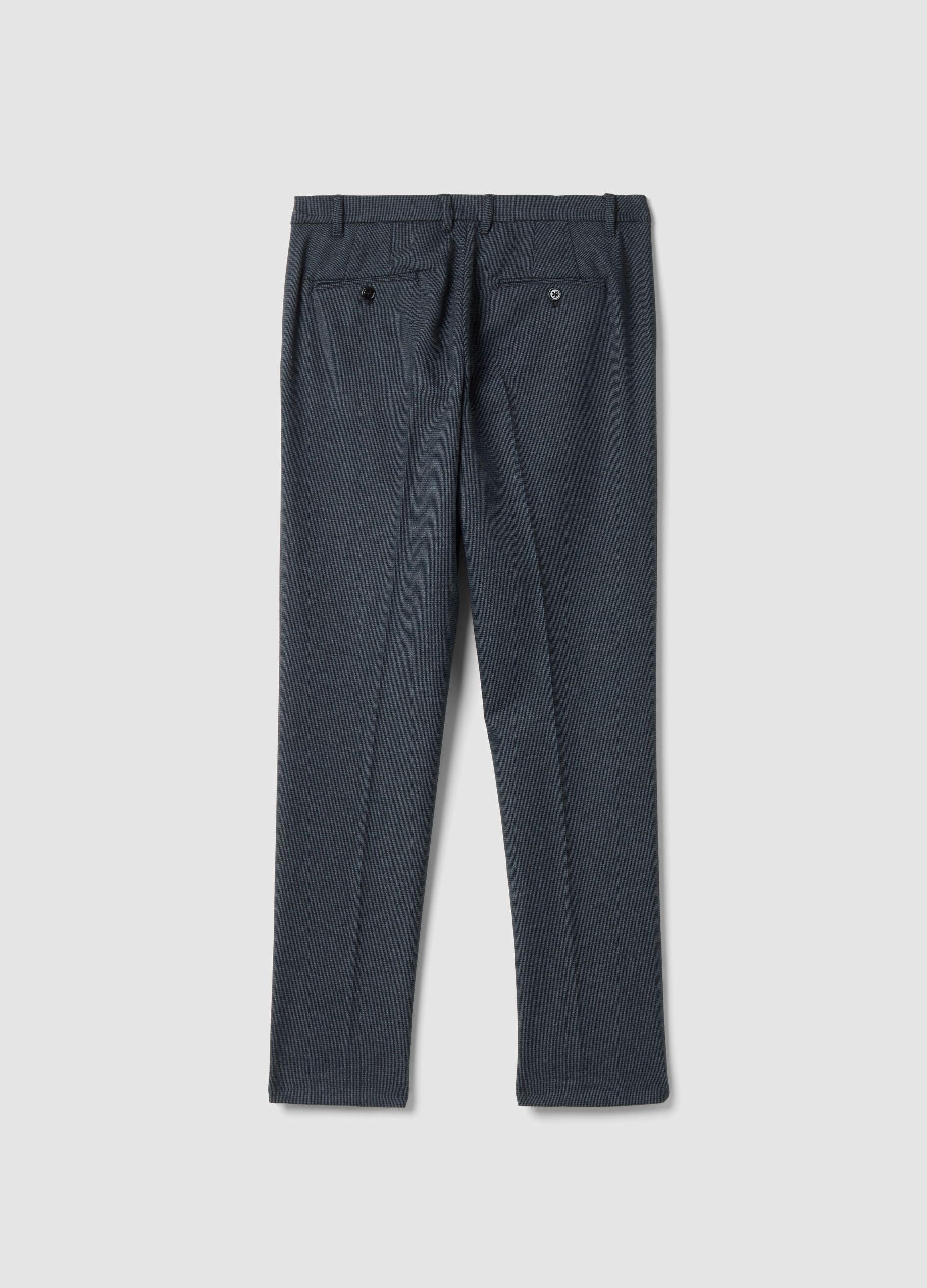 Pantaloni chino blu e grigi in viscosa elasticizzata