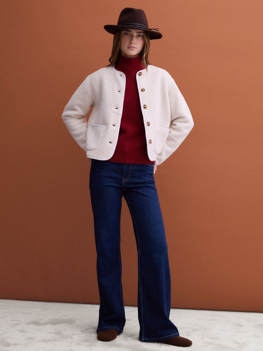 White crew-neck regular-fit jersey knit jacket_2