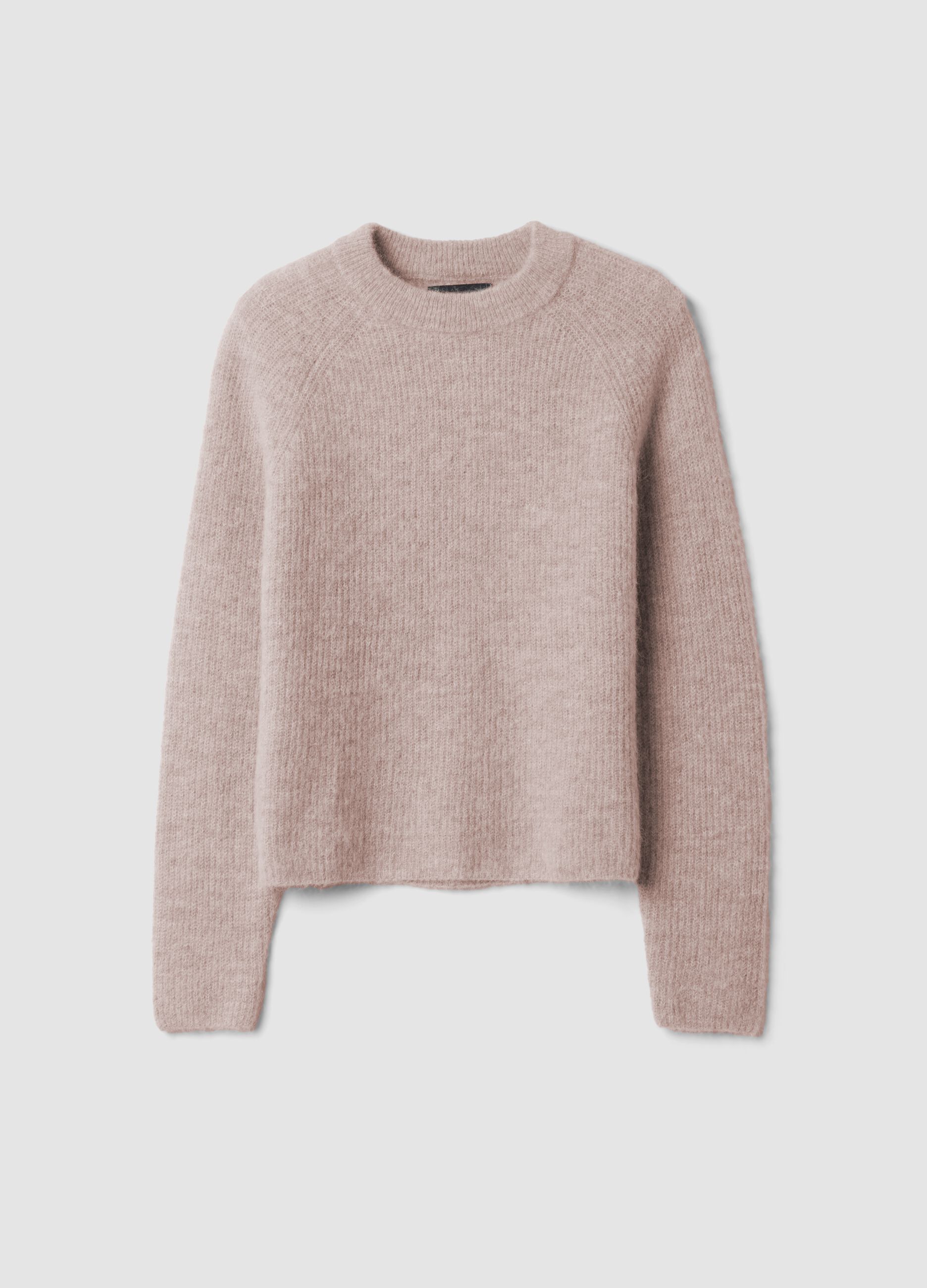 Maglia beige in alpaca e lana elasticizzato girocollo