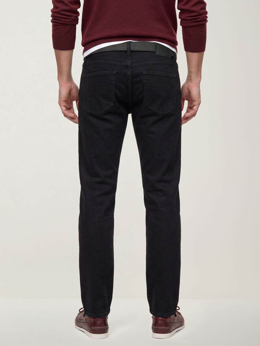 Black stretch-cotton denim jeans, regular fit_3