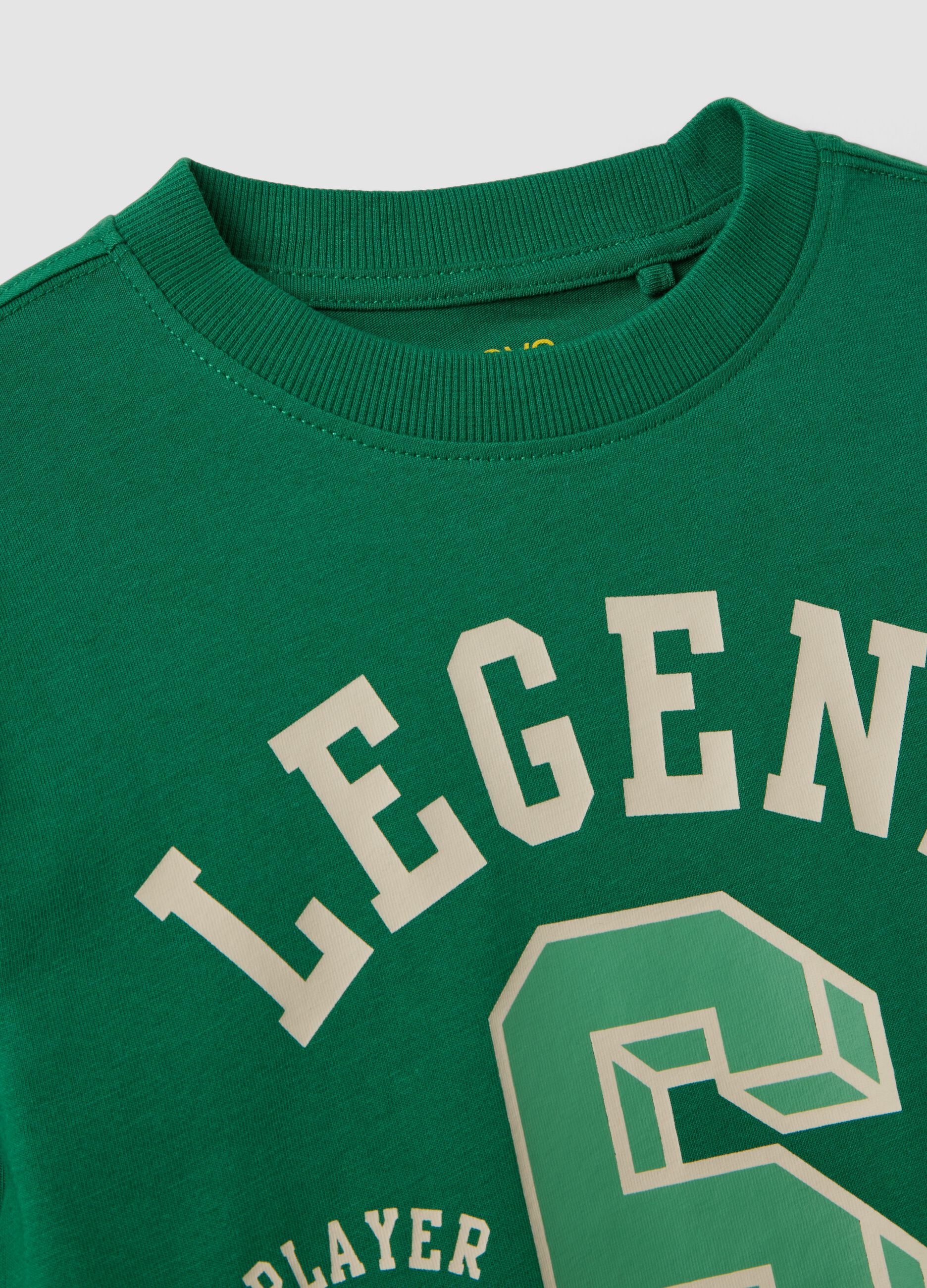 Green crew-neck T-shirt in pure organic cotton