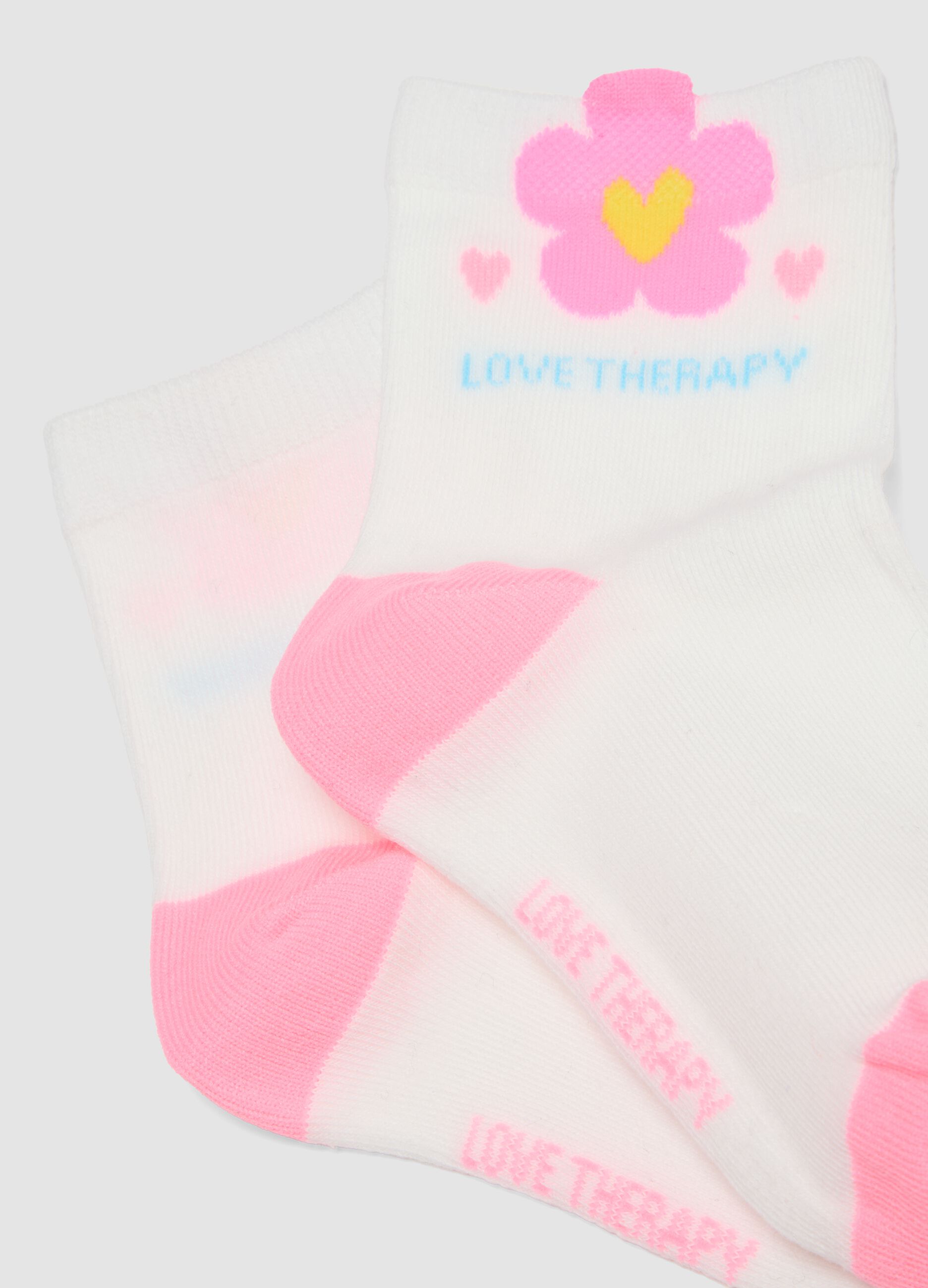 2-pack of white floral ankle socks in stretch organic cotton