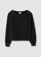 Black cotton-blend sweatshirt with boat neckline_0