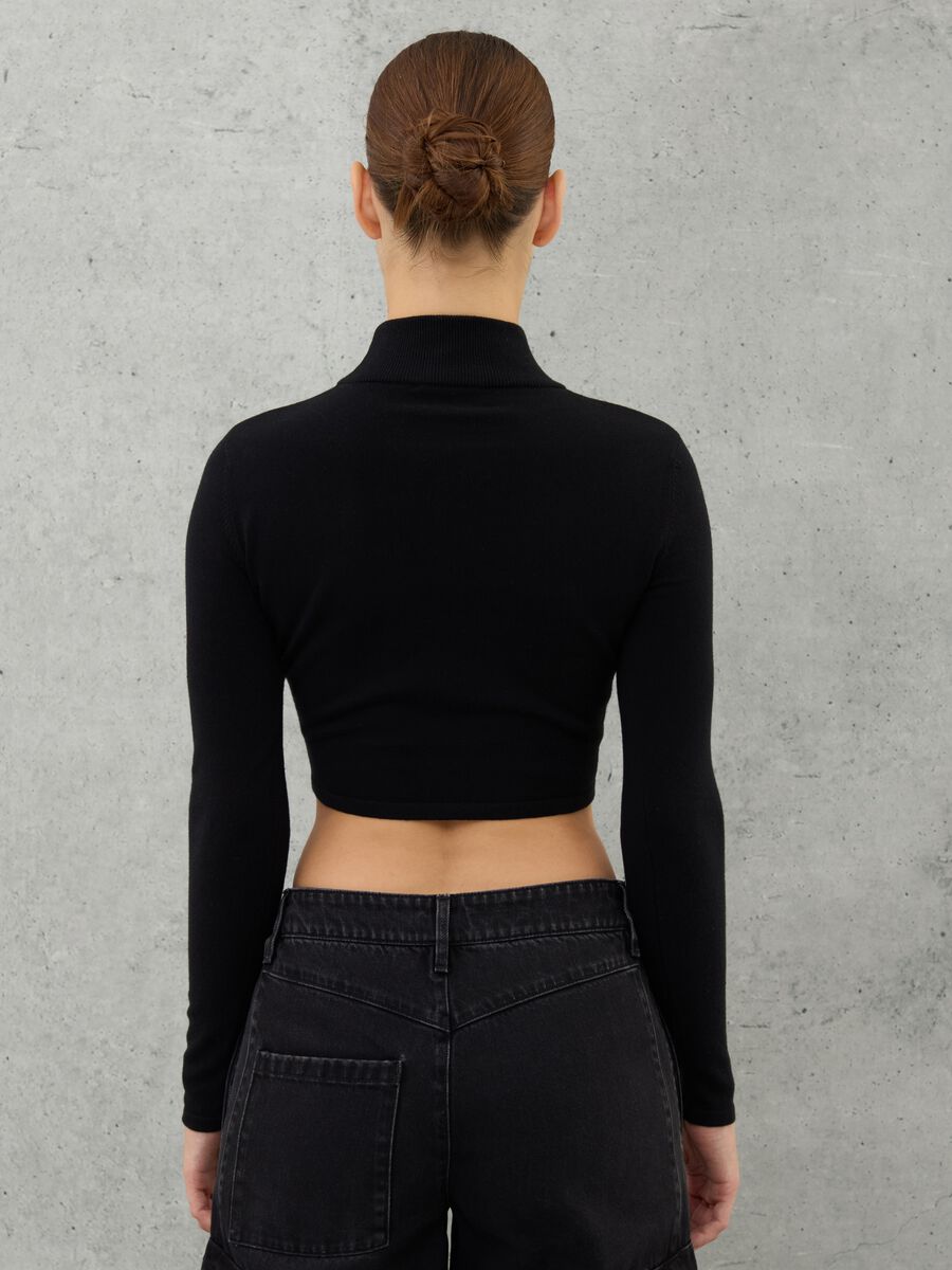 High Neck Knit Top Black_1