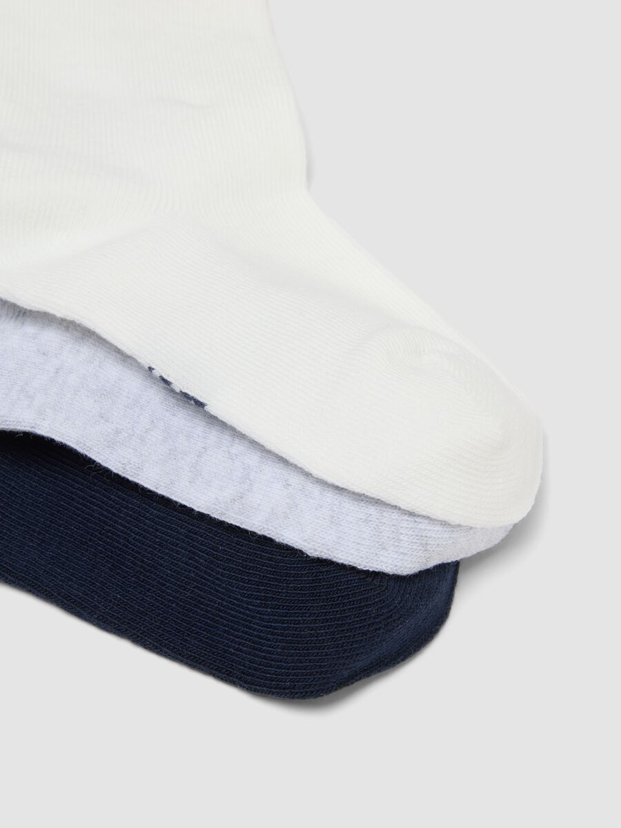 Pack of five long socks in pink, light pink, white, light grey marl and navy blue, in stretch organic cotton_2