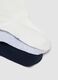 Pack of five long socks in pink, light pink, white, light grey marl and navy blue, in stretch organic cotton_2