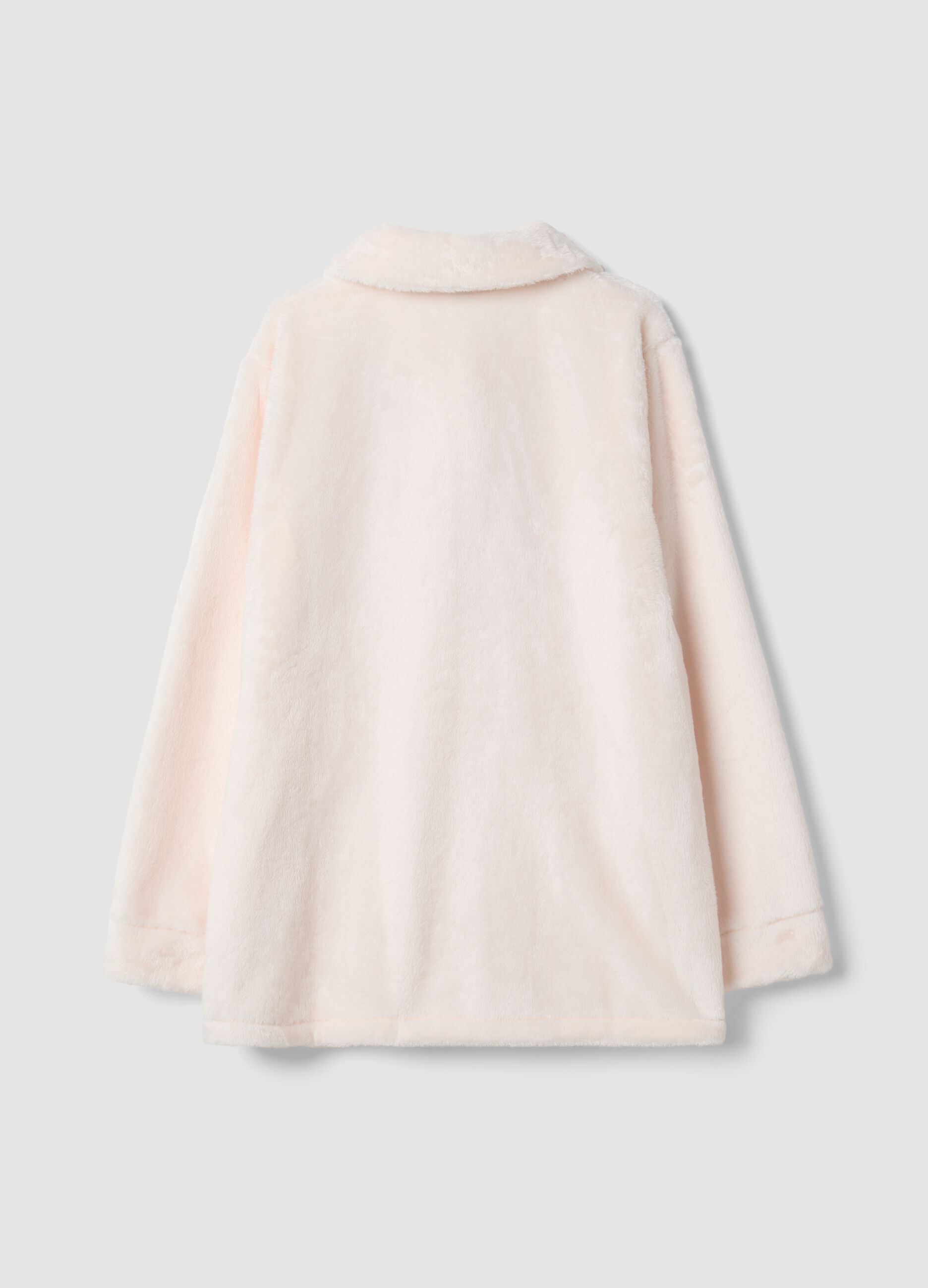 Soft white dressing gown with buttons and pockets