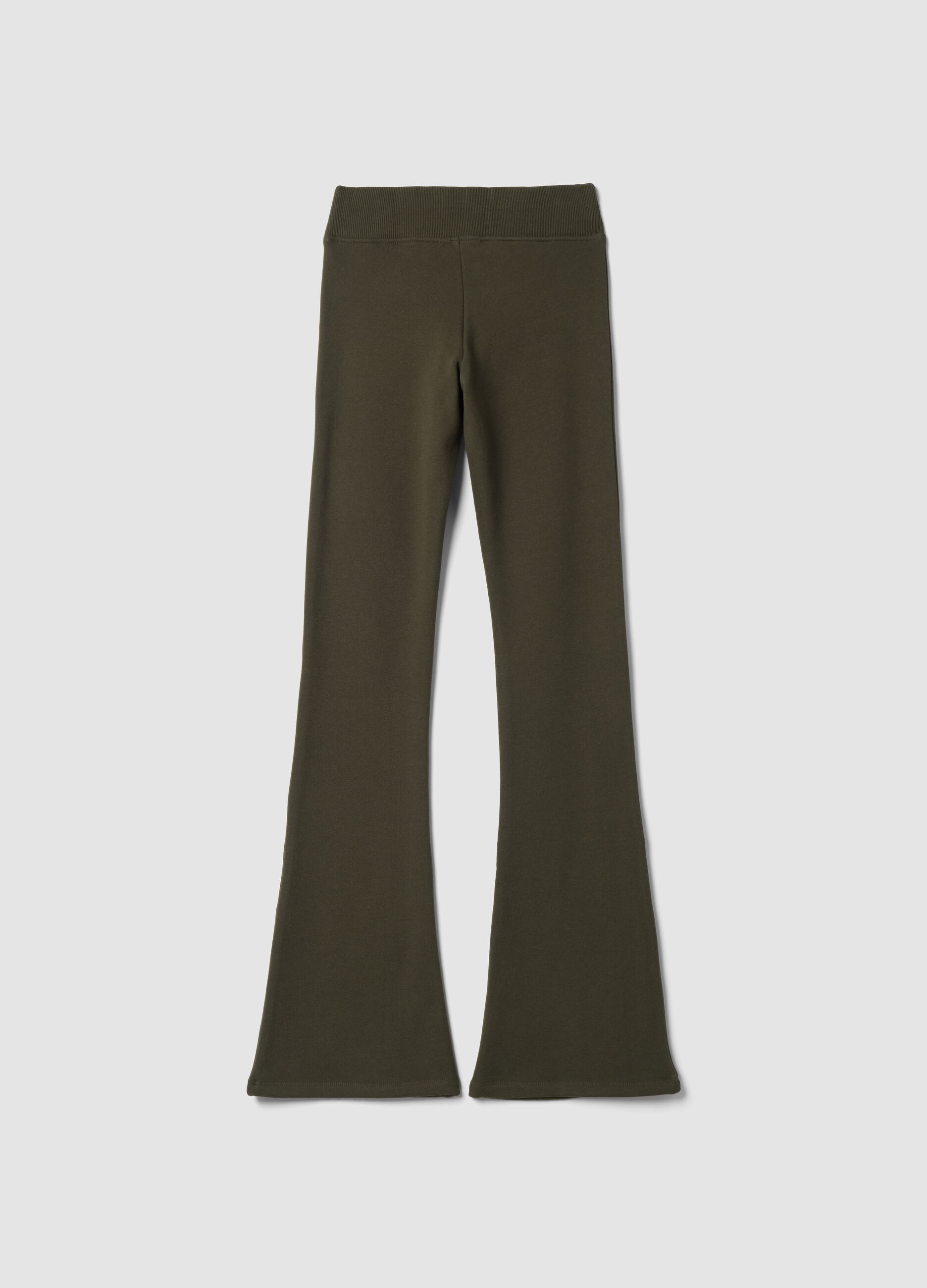 Pantaloni verdi flare in cotone elasticizzato