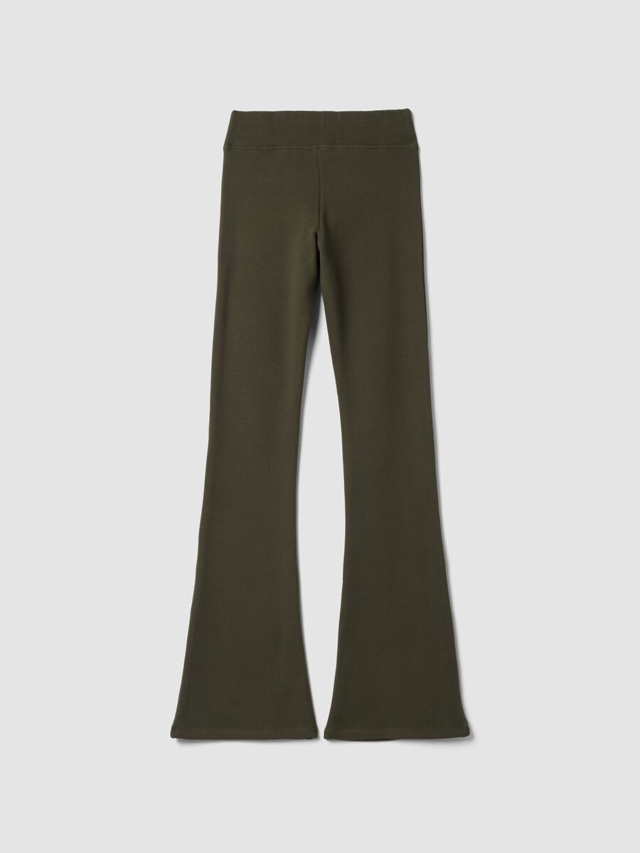 Green flared stretch cotton trousers_2