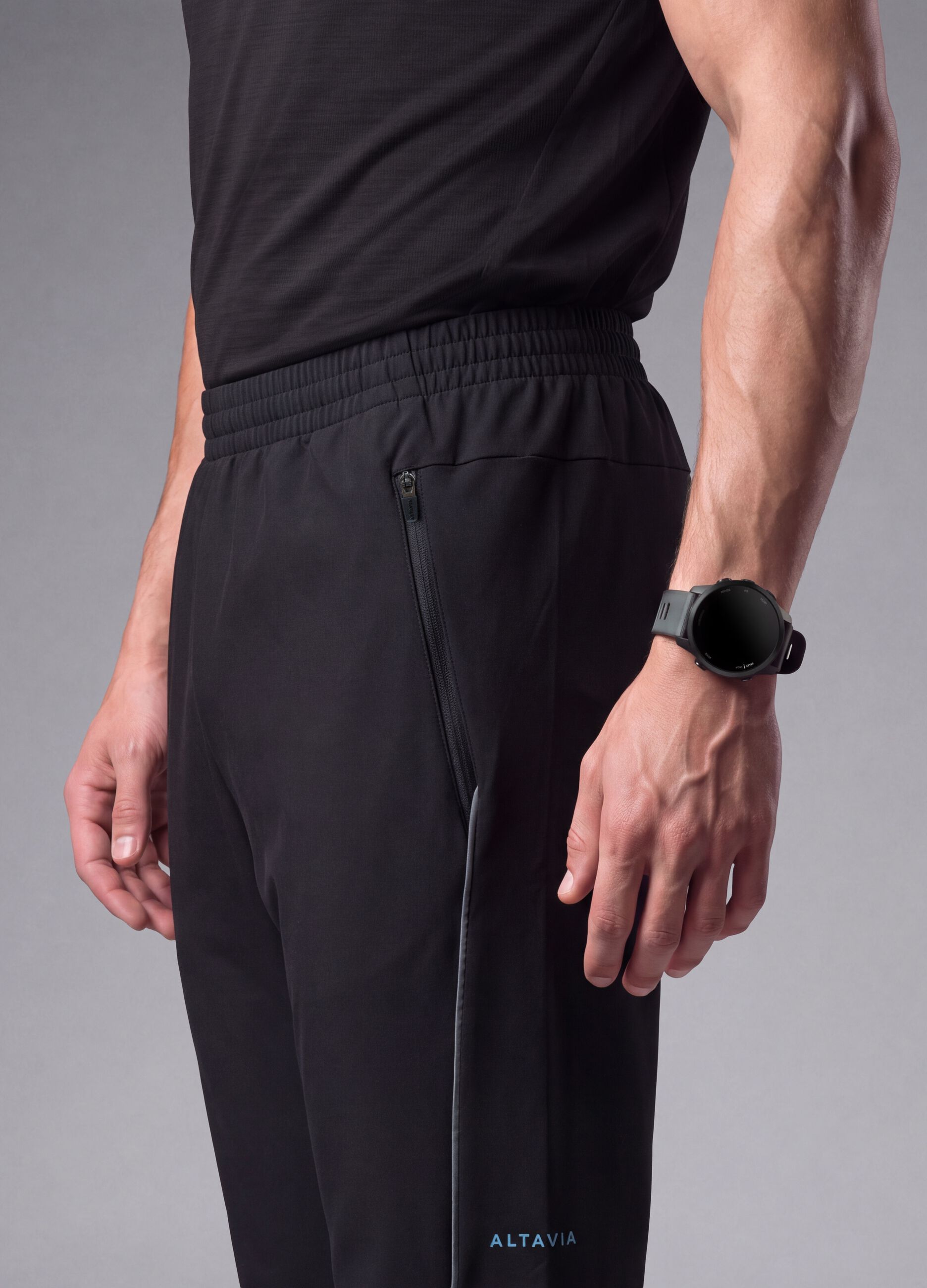 Black Easy Dry ALTAVIA stretch running trousers