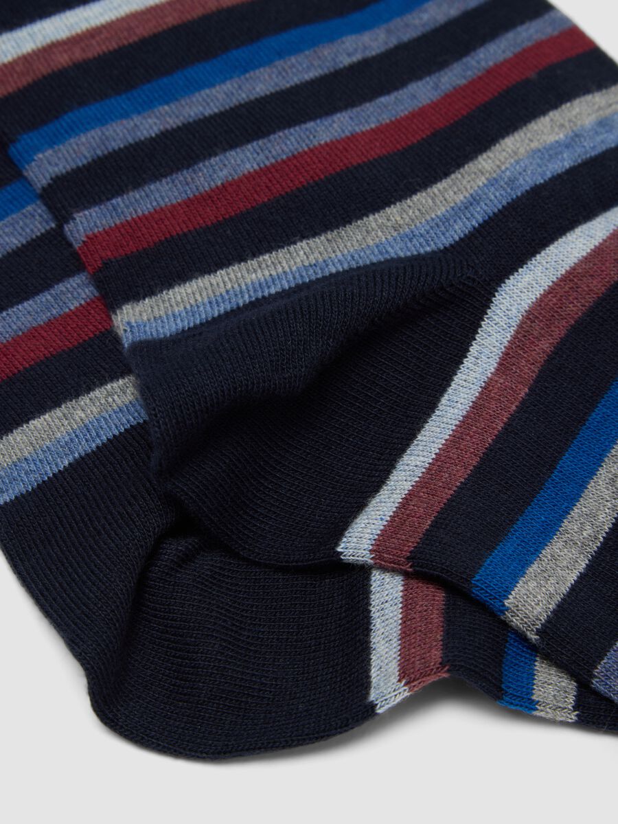 Blue striped ankle socks in stretch cotton_2